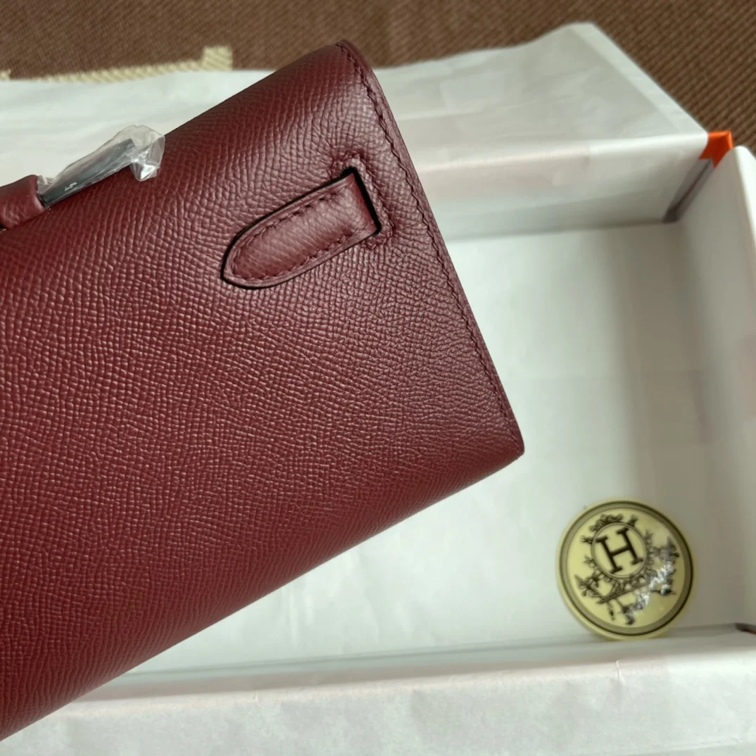 HERMES Clutches Bags Epsom Leather (Burgundy-Silver) 31X14X3CM H00202608091077 - Image 5