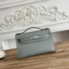 HERMES Clutches Bags Epsom Leather (Gray-Silver) 22CM F50202608090137