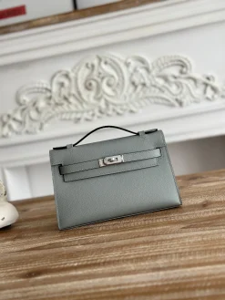 HERMES Clutches Bags Epsom Leather (Gray-Silver) 22CM F50202608090137