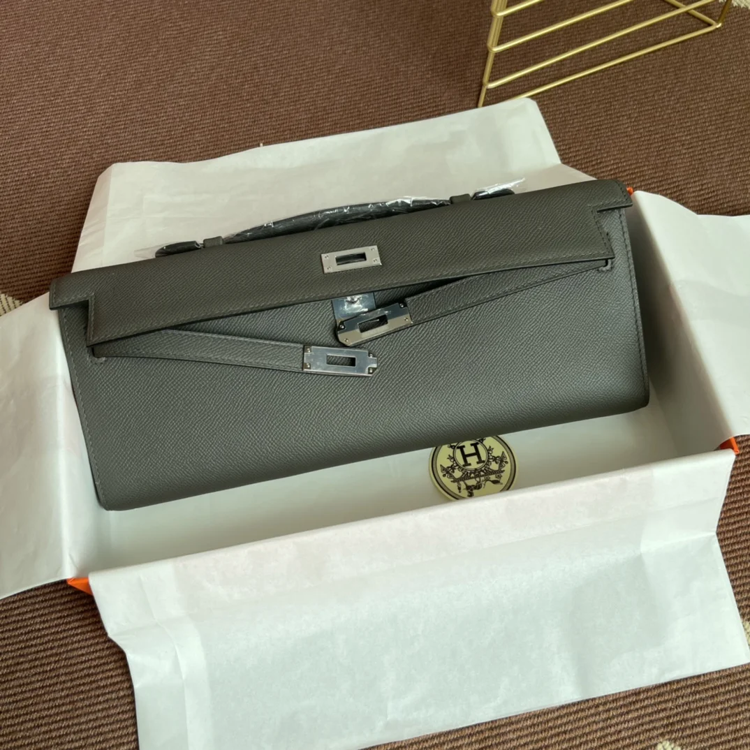 HERMES Clutches Bags Epsom Leather (Gray-Silver) 31X14X3CM H00202608091071 - Image 6
