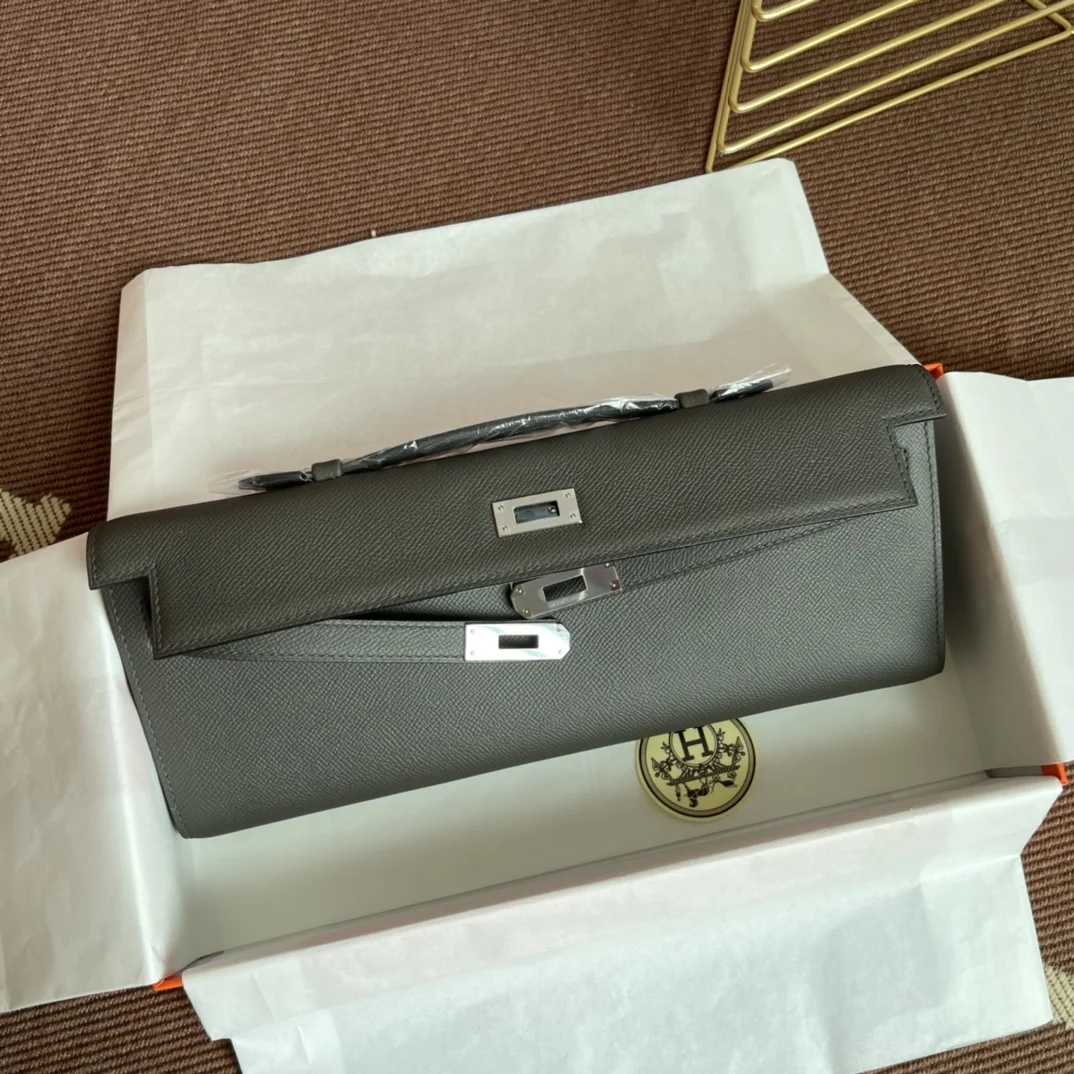 HERMES Clutches Bags Epsom Leather (Gray-Silver) 31X14X3CM H00202608091071 - Image 7