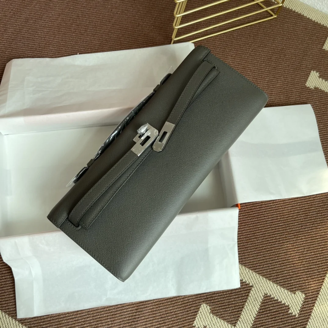 HERMES Clutches Bags Epsom Leather (Gray-Silver) 31X14X3CM H00202608091071 - Image 8
