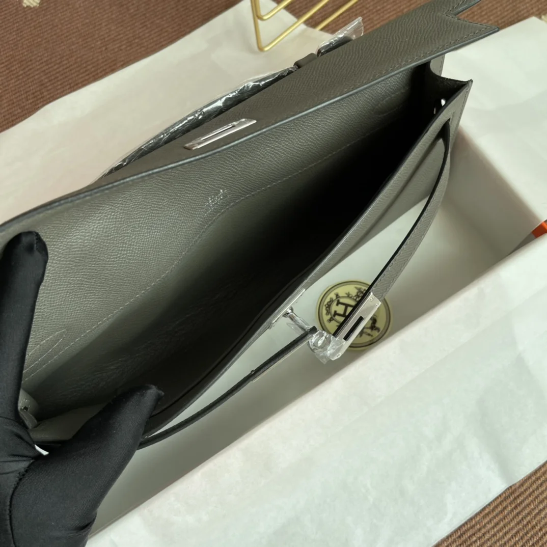HERMES Clutches Bags Epsom Leather (Gray-Silver) 31X14X3CM H00202608091071 - Image 9