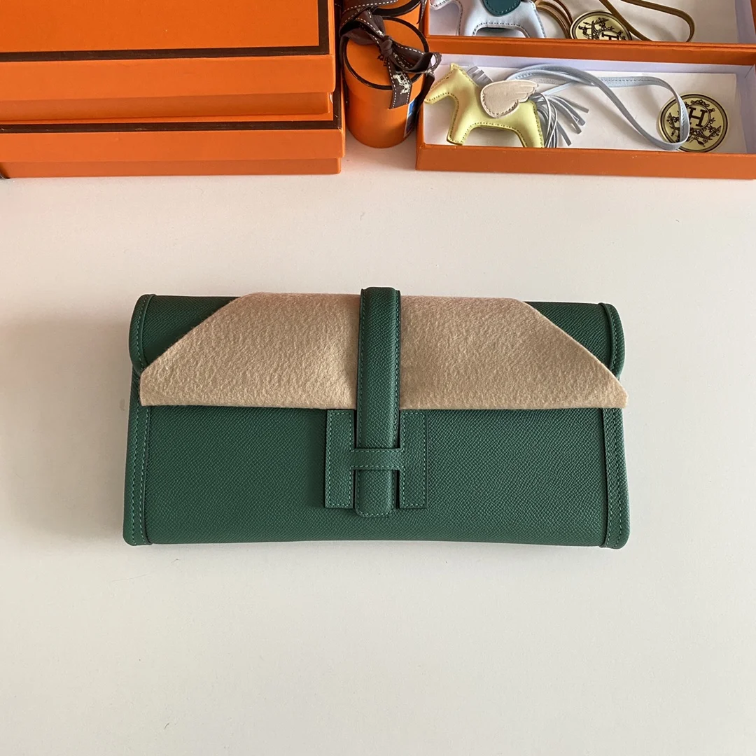 HERMES Clutches Bags Epsom Leather (Green-Beige) 29CM H00202608091121