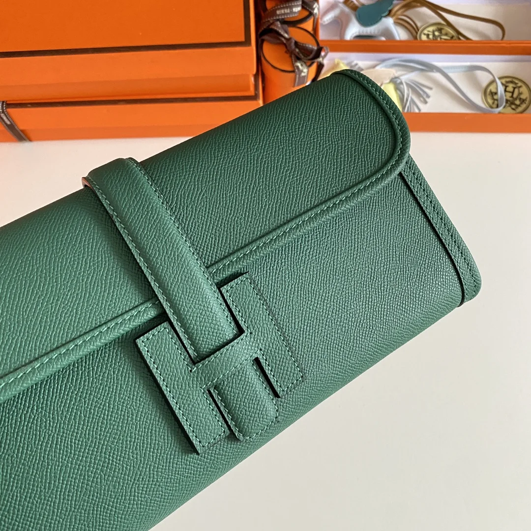 HERMES Clutches Bags Epsom Leather (Green-Beige) 29CM H00202608091121 - Image 4