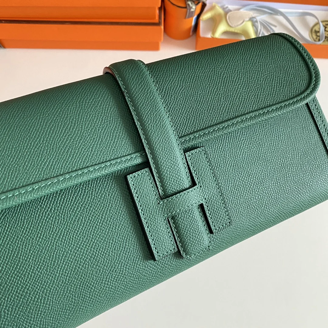 HERMES Clutches Bags Epsom Leather (Green-Beige) 29CM H00202608091121 - Image 5