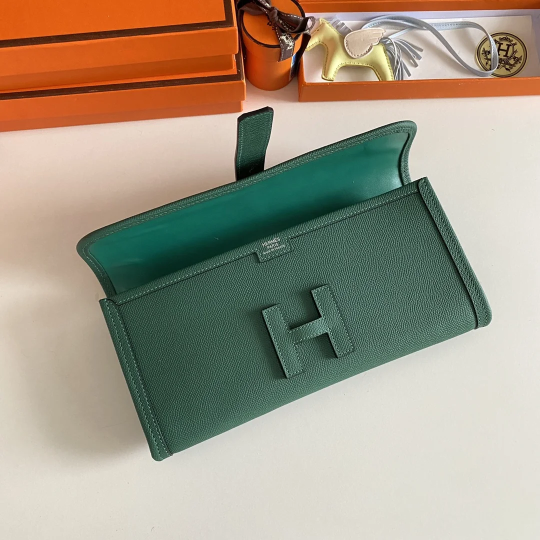 HERMES Clutches Bags Epsom Leather (Green-Beige) 29CM H00202608091121 - Image 7