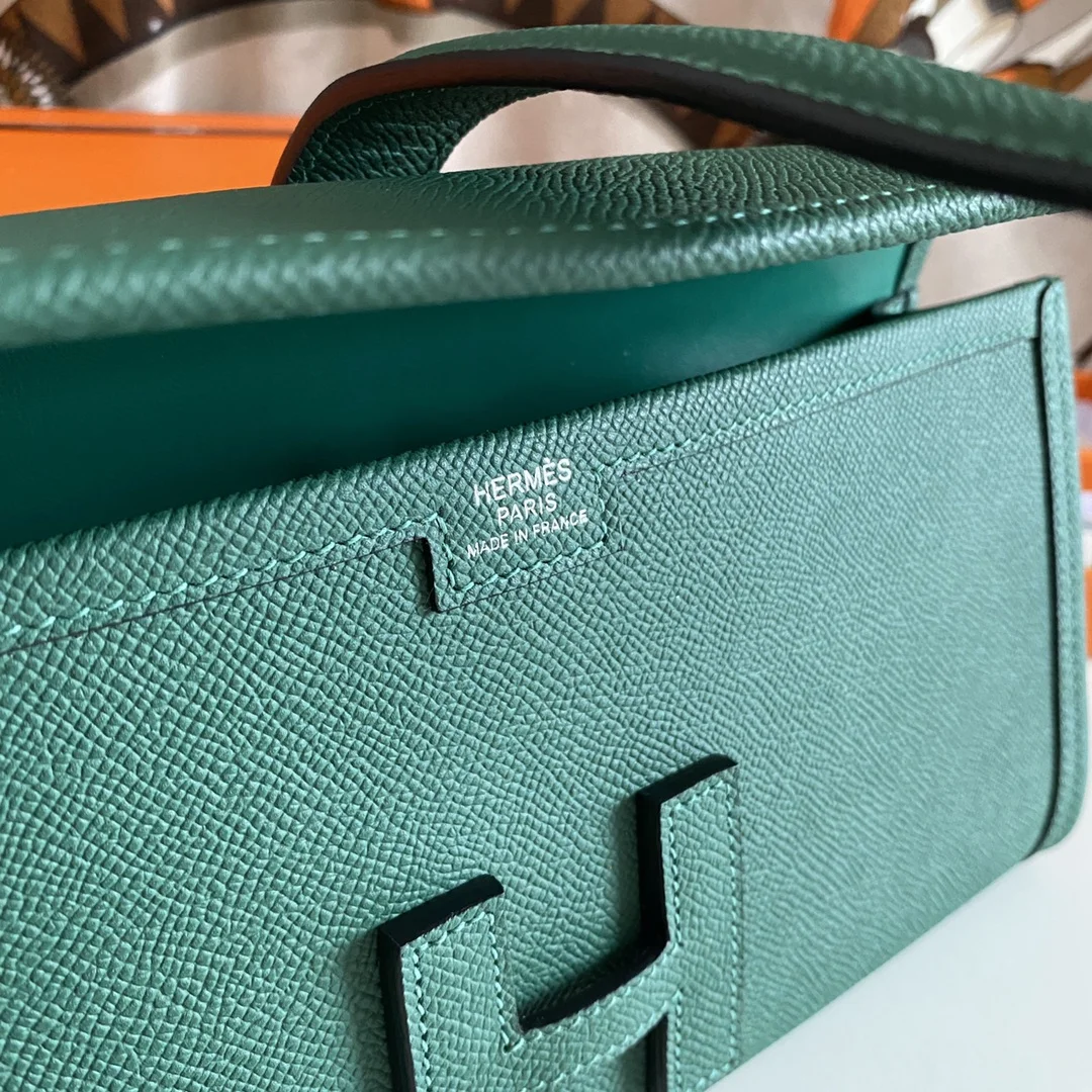 HERMES Clutches Bags Epsom Leather (Green-Beige) 29CM H00202608091121 - Image 9