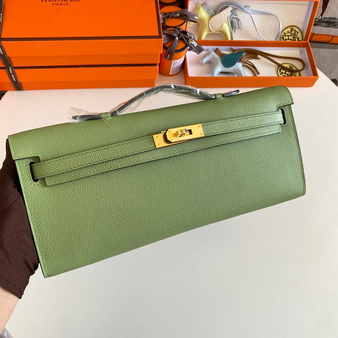 HERMES Clutches Bags Epsom Leather (Green-Gold) 31CM H00202608091090 - Image 2
