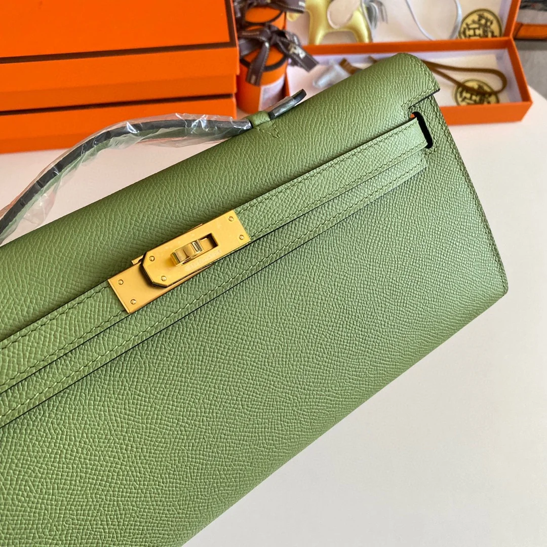 HERMES Clutches Bags Epsom Leather (Green-Gold) 31CM H00202608091090 - Image 5