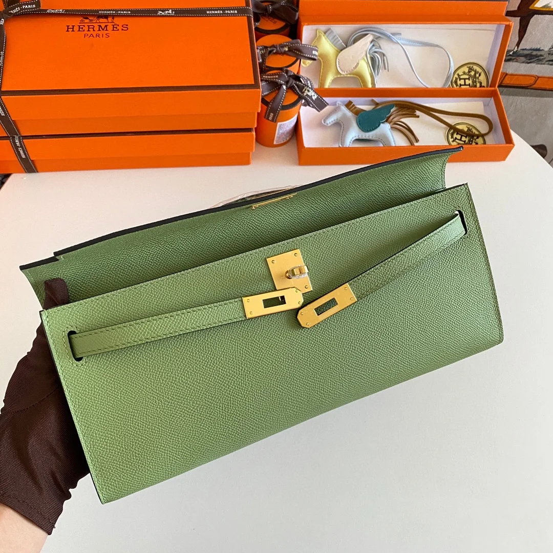 HERMES Clutches Bags Epsom Leather (Green-Gold) 31CM H00202608091090 - Image 6