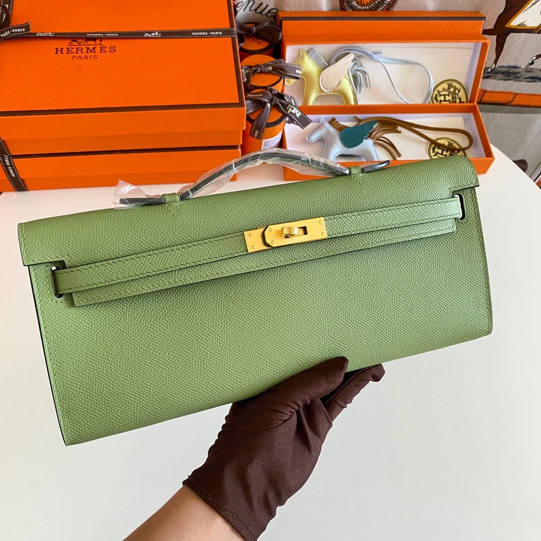 HERMES Clutches Bags Epsom Leather (Green-Gold) 31CM H00202608091090 - Image 7