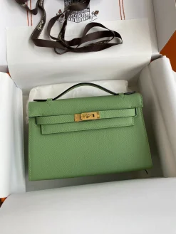 HERMES Clutches Bags Epsom Leather (Green-Gold) One Size F50202608090217