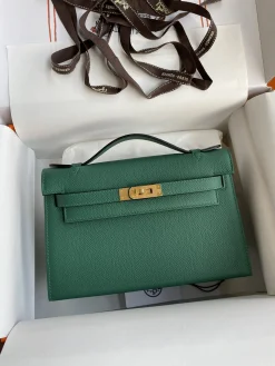 HERMES Clutches Bags Epsom Leather (Green-Gold) One Size F50202608090224