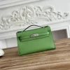 HERMES Clutches Bags Epsom Leather (Green-Silver) 22CM F50202608090145
