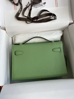 Alternative view of HERMES Clutches Bags Epsom Leather (Green-Silver) 22CM F50202608090216