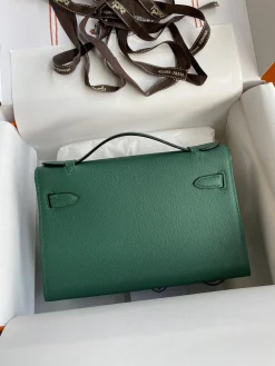Alternative view of HERMES Clutches Bags Epsom Leather (Green-Silver) 22CM F50202608090223