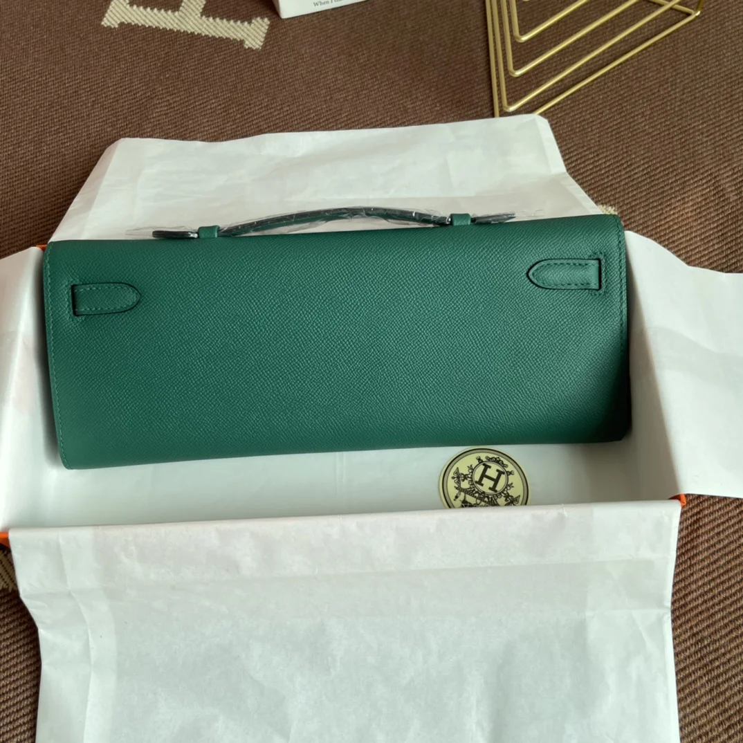 HERMES Clutches Bags Epsom Leather (Green-Silver) 31X14X3CM H00202608091054 - Image 3