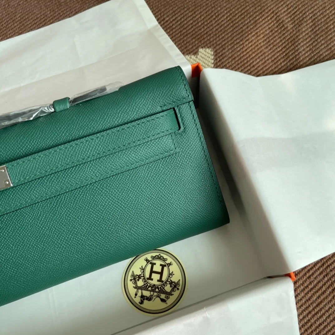 HERMES Clutches Bags Epsom Leather (Green-Silver) 31X14X3CM H00202608091054 - Image 5