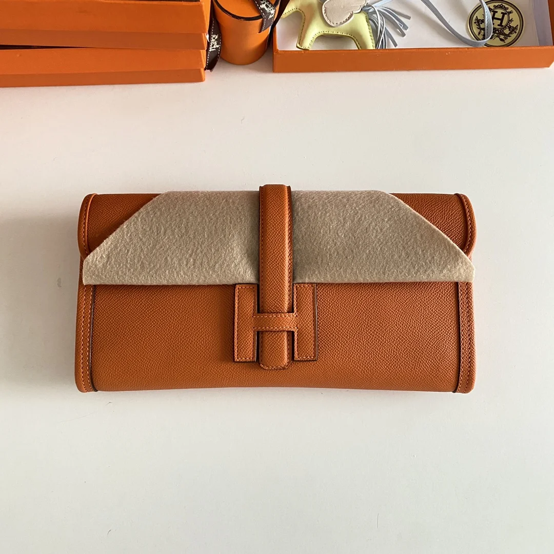 HERMES Clutches Bags Epsom Leather (Orange-Beige) 29CM H00202608091120