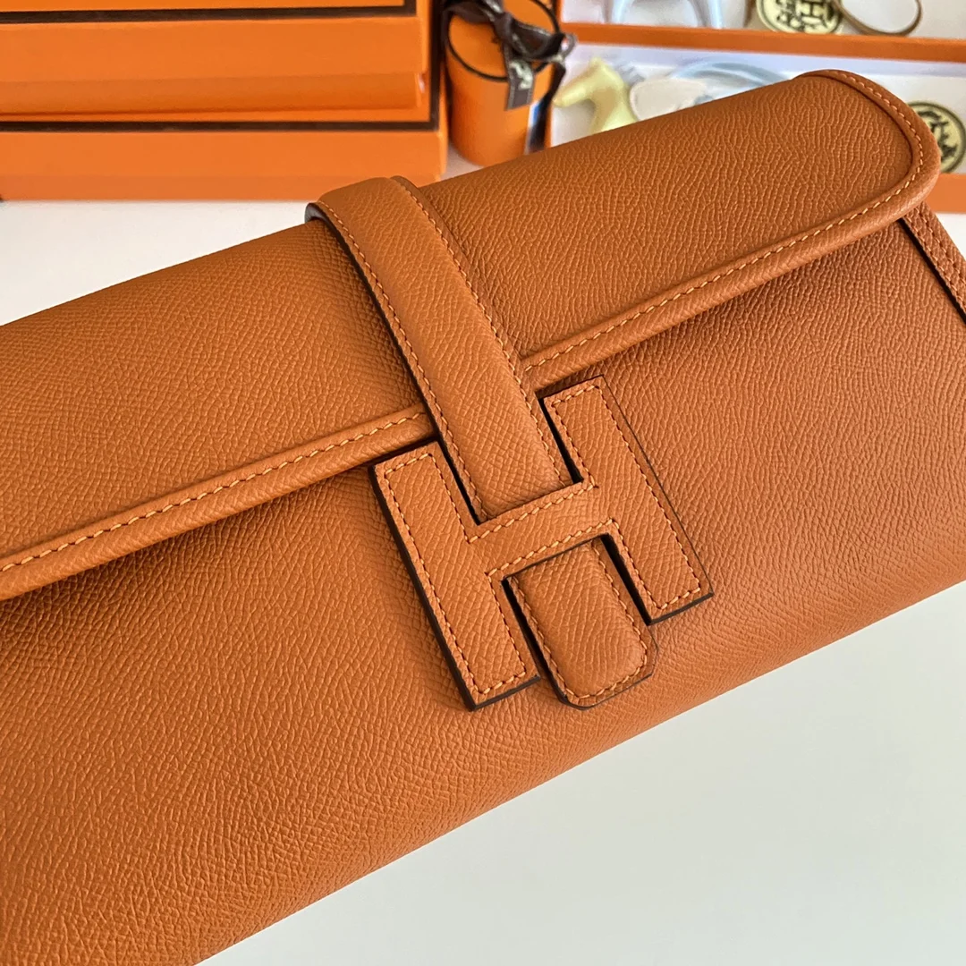 HERMES Clutches Bags Epsom Leather (Orange-Beige) 29CM H00202608091120 - Image 5