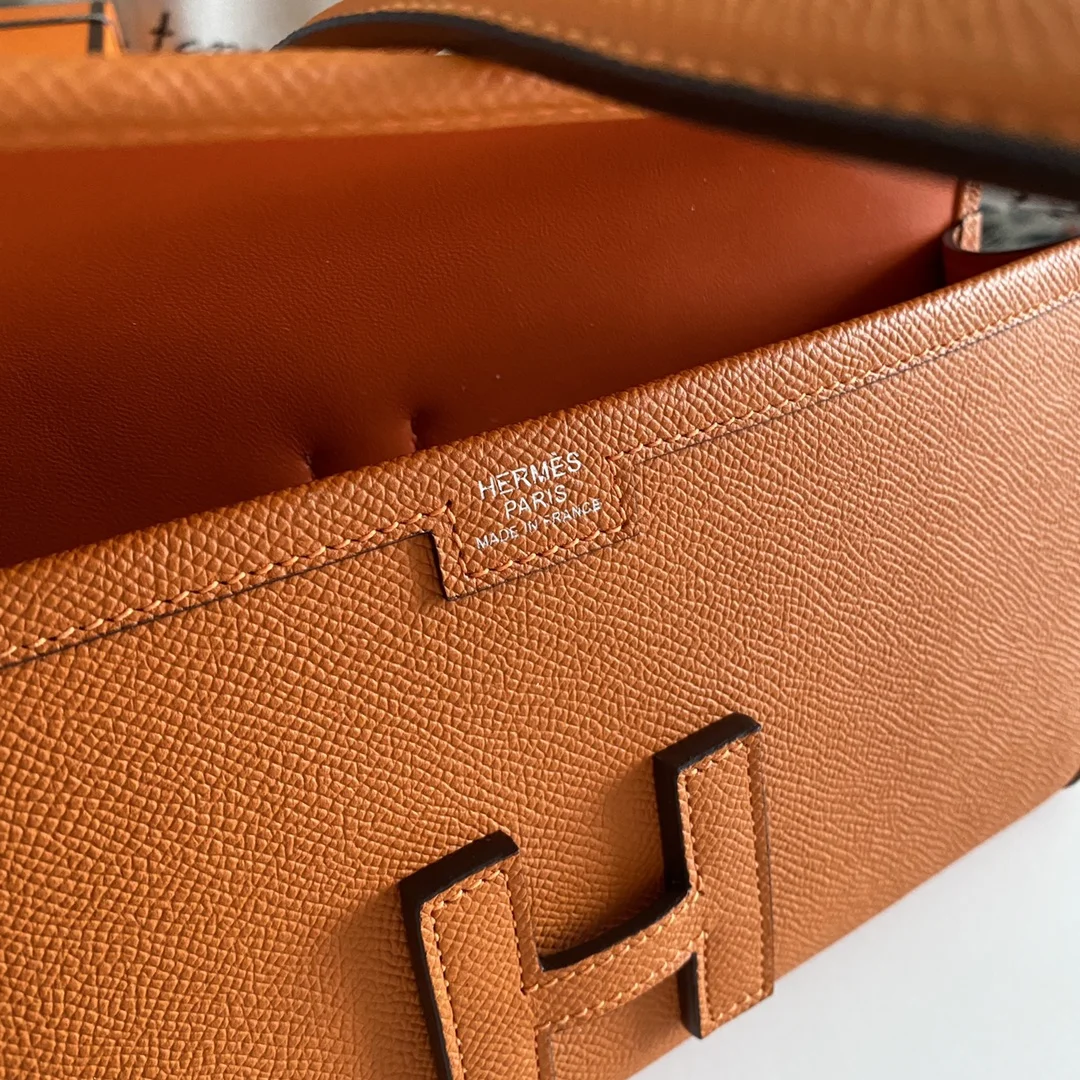 HERMES Clutches Bags Epsom Leather (Orange-Beige) 29CM H00202608091120 - Image 8