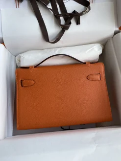 Alternative view of HERMES Clutches Bags Epsom Leather (Orange-Silver) 22CM F50202608090207