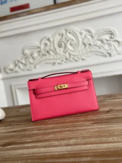 HERMES Clutches Bags Epsom Leather (Pink-Gold) 22XCM F50202608090130