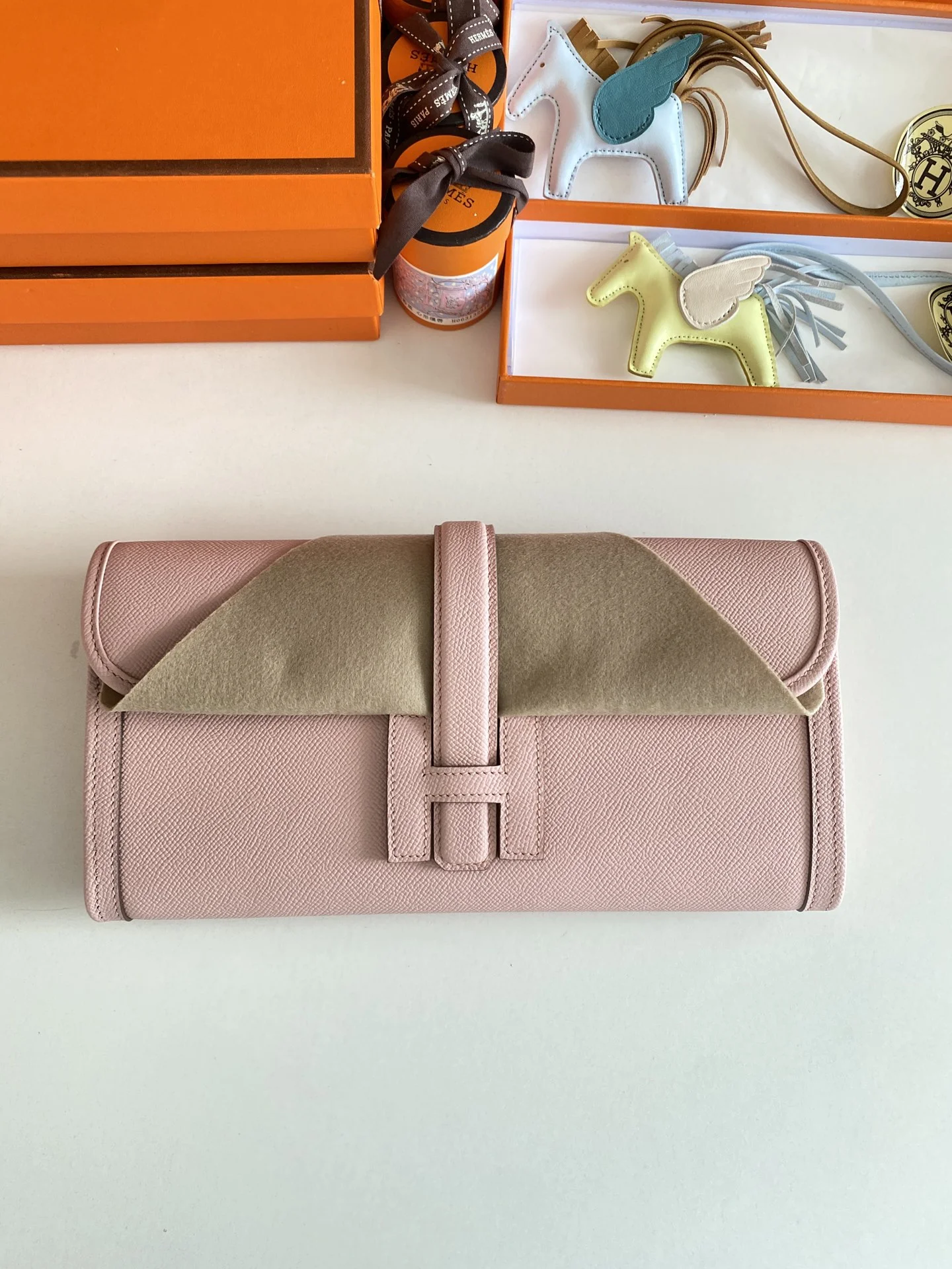 HERMES Clutches Bags Epsom Leather (Pink-Tan) 29CM H00202608091122