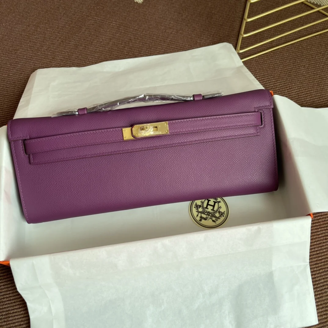 HERMES Clutches Bags Epsom Leather (Purple-Gold) 31X14X3CM H00202608091066 - Image 2