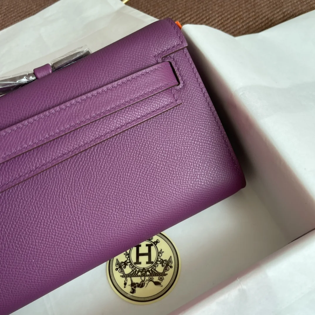 HERMES Clutches Bags Epsom Leather (Purple-Gold) 31X14X3CM H00202608091066 - Image 4
