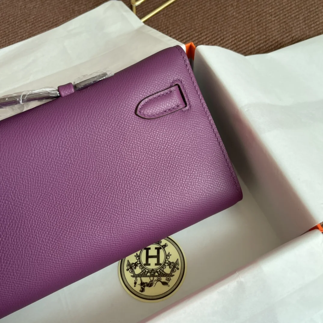 HERMES Clutches Bags Epsom Leather (Purple-Gold) 31X14X3CM H00202608091066 - Image 5