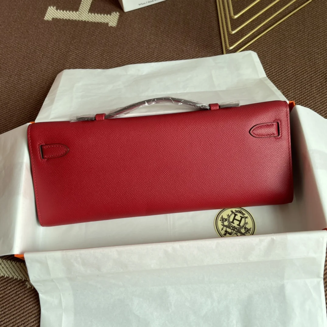 HERMES Clutches Bags Epsom Leather (Red-Gold) 31X14X3CM H00202608091055 - Image 3