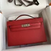 HERMES Clutches Bags Epsom Leather (Red-Silver) 22CM F50202608090226
