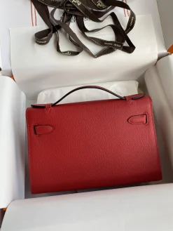 Alternative view of HERMES Clutches Bags Epsom Leather (Red-Silver) 22CM F50202608090226
