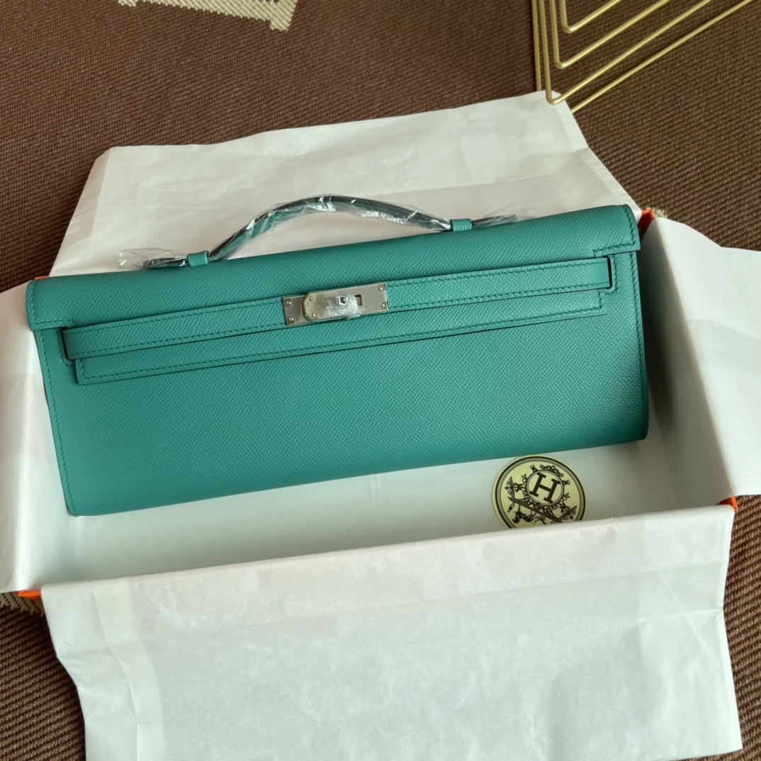 HERMES Clutches Bags Epsom Leather (Turquoise-Silver) 31X14X3CM H00202608091061 - Image 2