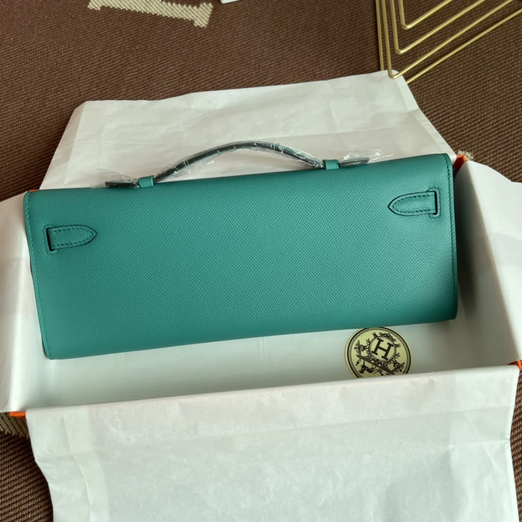 HERMES Clutches Bags Epsom Leather (Turquoise-Silver) 31X14X3CM H00202608091061 - Image 3