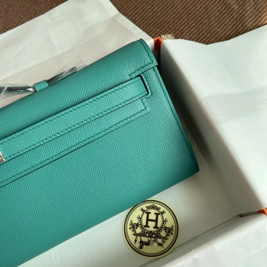 HERMES Clutches Bags Epsom Leather (Turquoise-Silver) 31X14X3CM H00202608091061 - Image 5