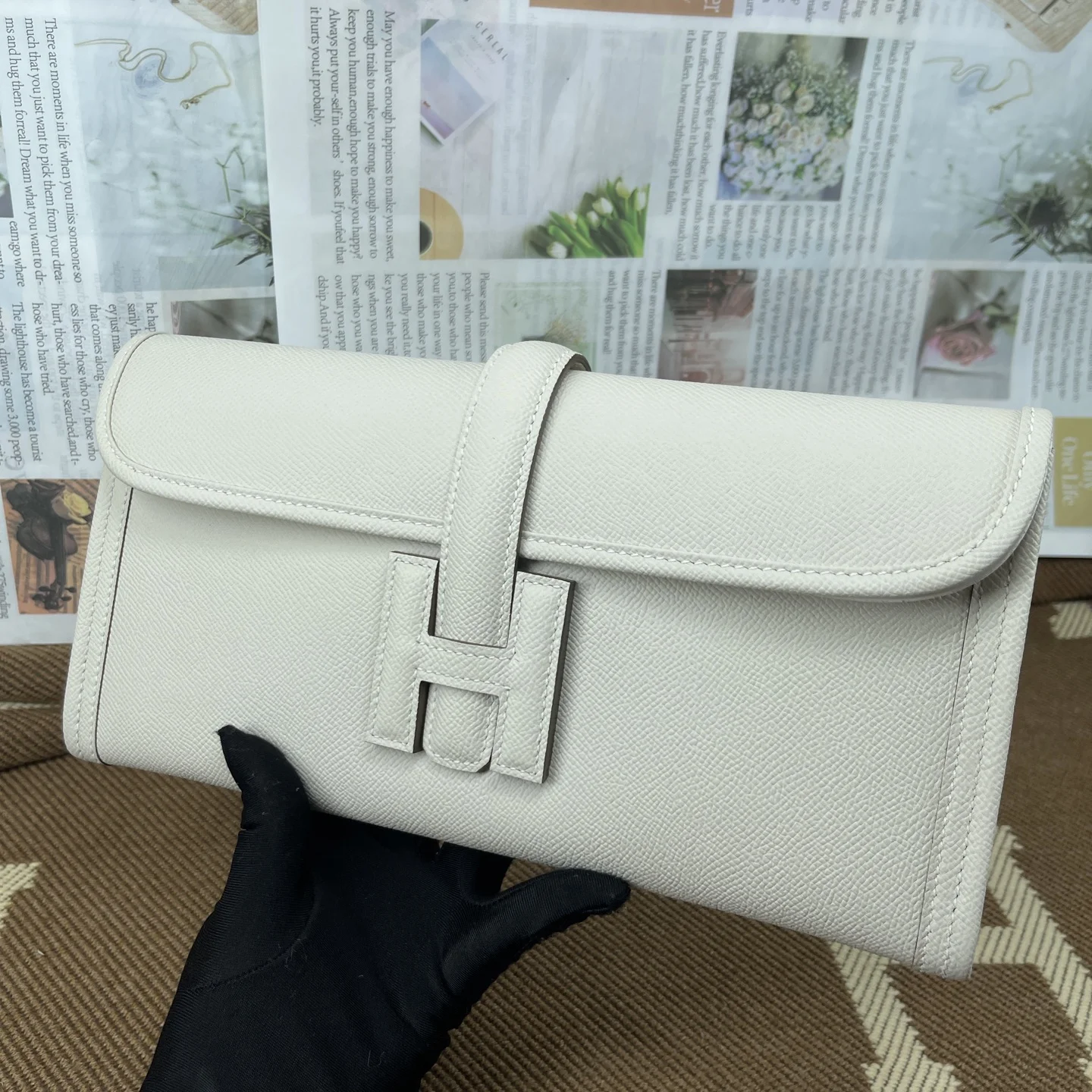 HERMES Clutches Bags Epsom Leather (White-Beige) 29CM H00202608091163 - Image 2