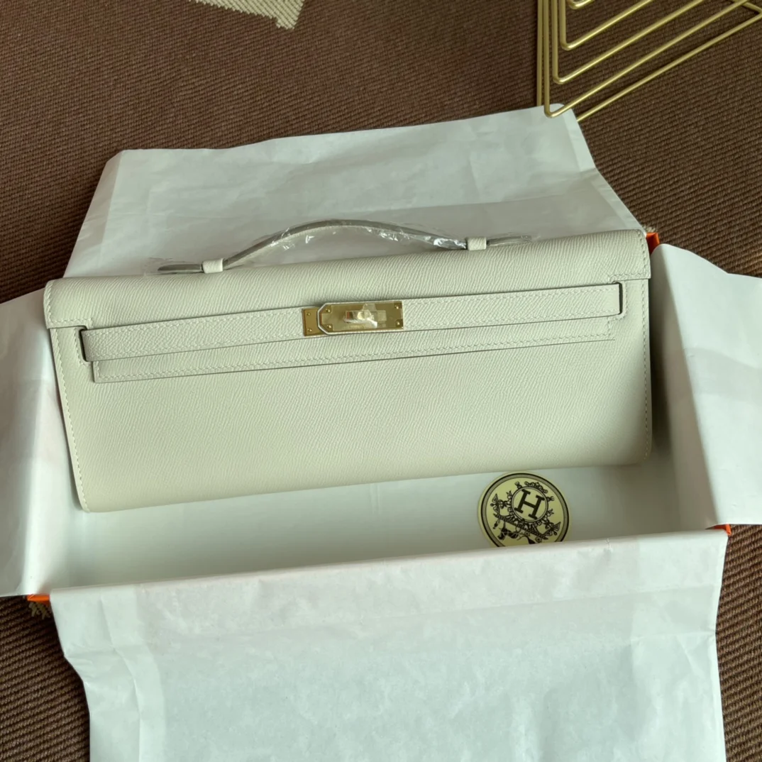 HERMES Clutches Bags Epsom Leather (White-Gold) 31X14X3CM H00202608091057 - Image 2