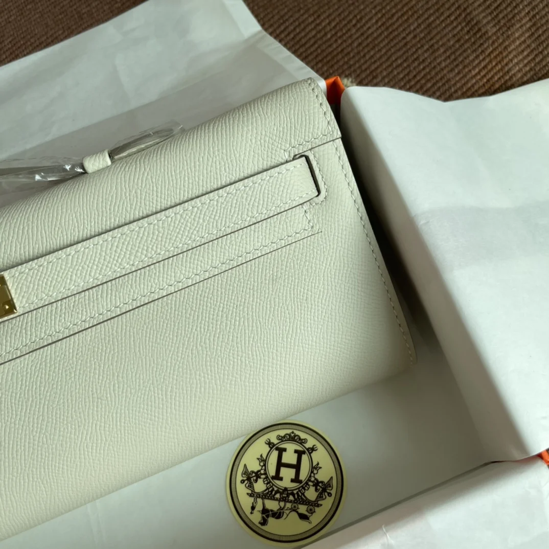 HERMES Clutches Bags Epsom Leather (White-Gold) 31X14X3CM H00202608091057 - Image 5