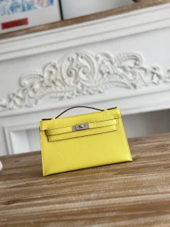 HERMES Clutches Bags Epsom Leather (Yellow) 22CM F50202608090153
