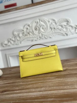 HERMES Clutches Bags Epsom Leather (Yellow-Gold) 22CM F50202608090152