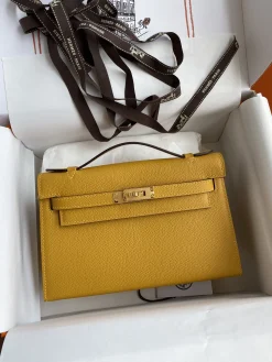 HERMES Clutches Bags Epsom Leather (Yellow-Gold) 22XCM F50202608090210
