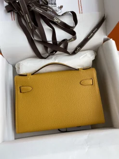 Alternative view of HERMES Clutches Bags Epsom Leather (Yellow-Gold) 22XCM F50202608090210