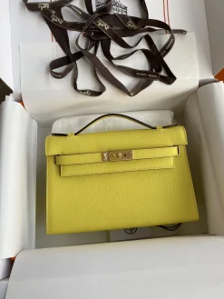 HERMES Clutches Bags Epsom Leather (Yellow-Gold) 22XCM F50202608090220