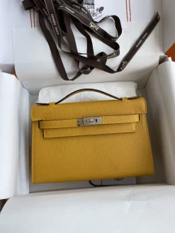 HERMES Clutches Bags Epsom Leather (Yellow-Silver) 22CM F50202608090211