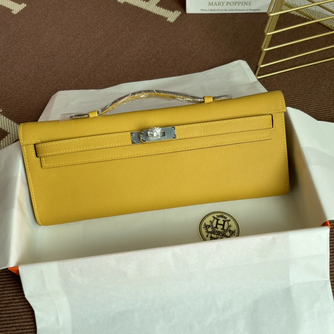 HERMES Clutches Bags Epsom Leather (Yellow-Silver) 31X14X3CM H00202608091067 - Image 2