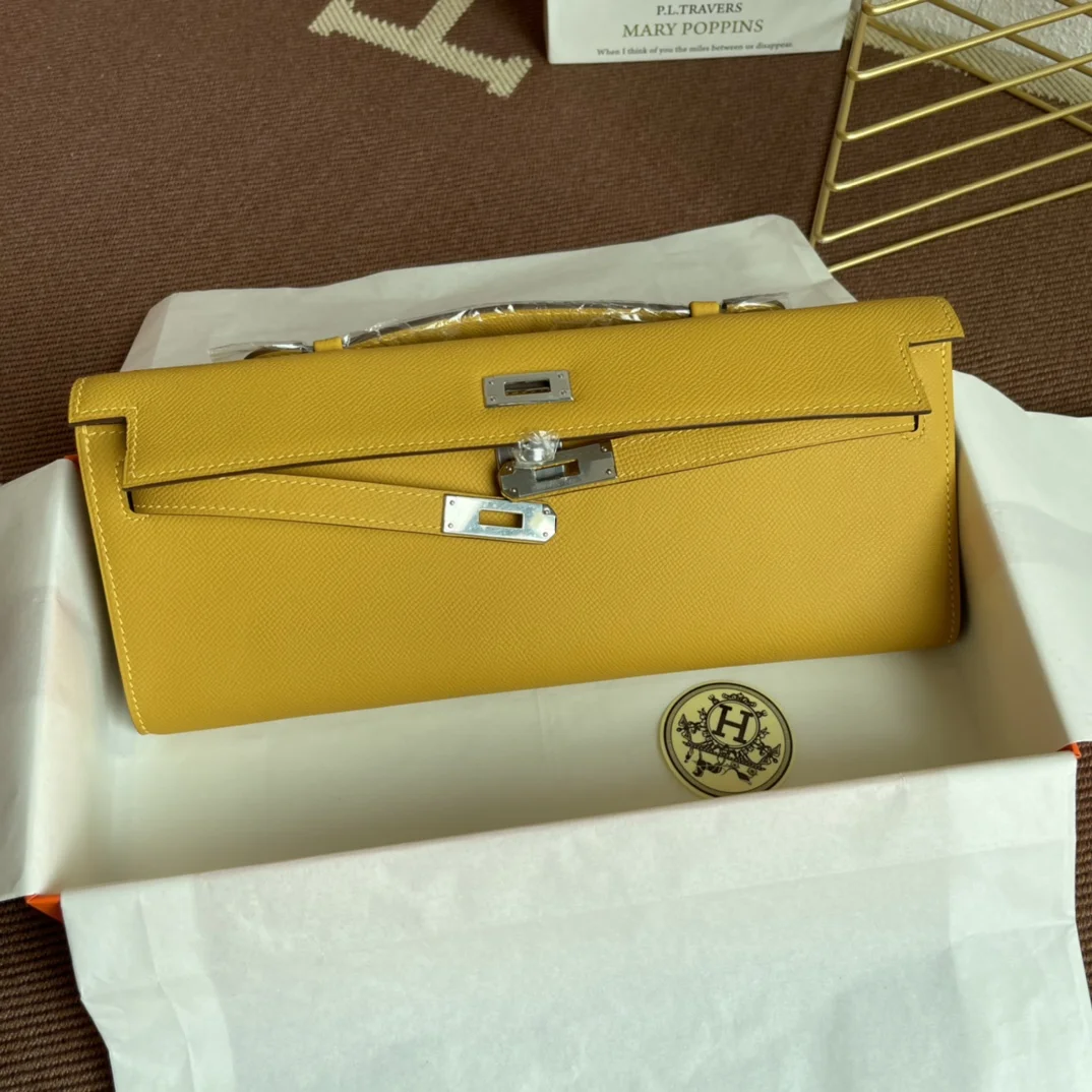 HERMES Clutches Bags Epsom Leather (Yellow-Silver) 31X14X3CM H00202608091067 - Image 6