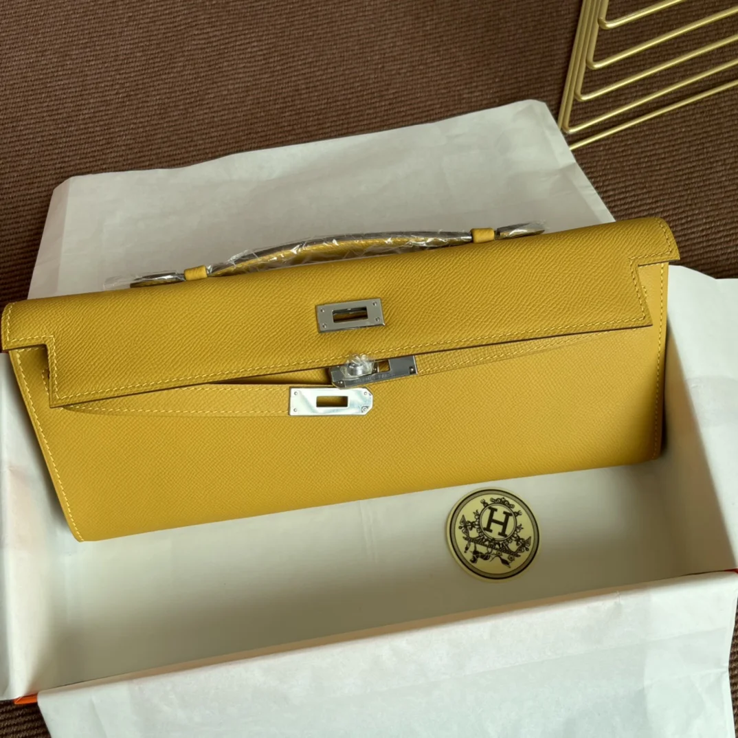 HERMES Clutches Bags Epsom Leather (Yellow-Silver) 31X14X3CM H00202608091067 - Image 7